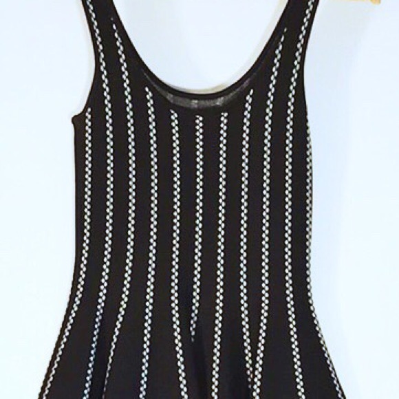 Bebe Black & White Pin Striped Sleeveless  Dress - Picture 3 of 4